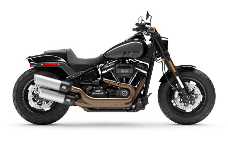 Das Bild zeigt eine schwarze Harley-Davidson mit einem 114 ccm Motor und einem sportlichen Design, ideal für Motorradliebhaber.