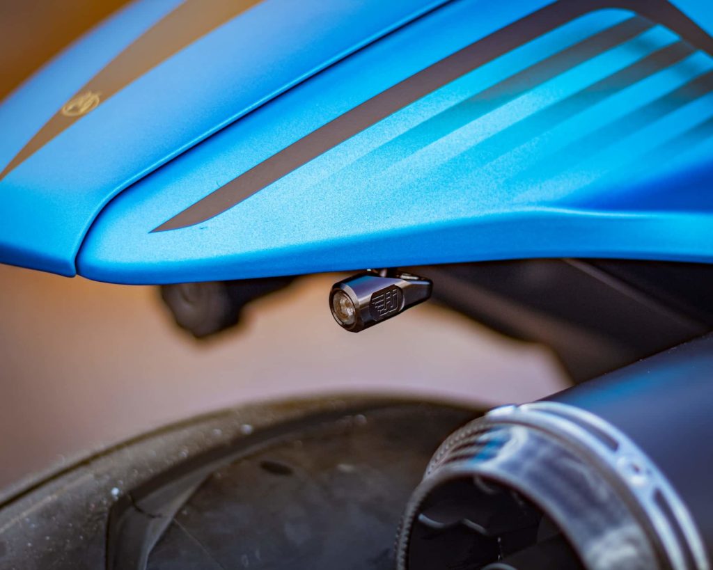 Detailansicht Wunderkind Blinker hinten an Harley-Davidson Sportster S Custombike