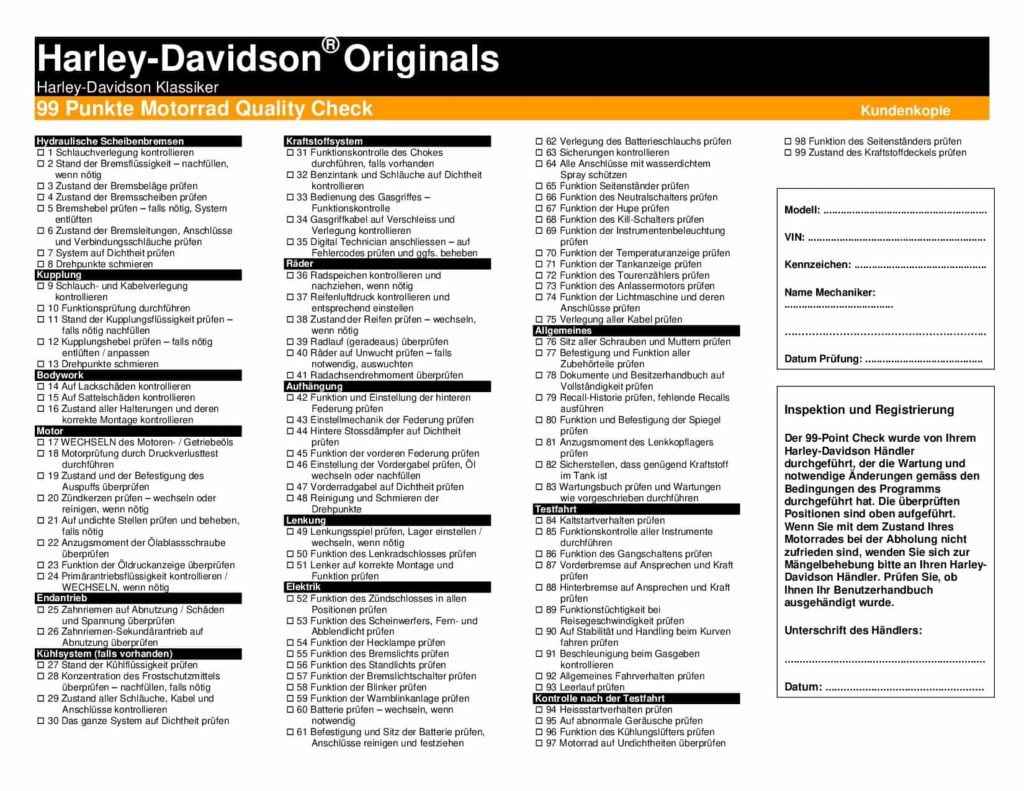 99 Punkte Check von Harley-Davidson für Gebrauchtbikes